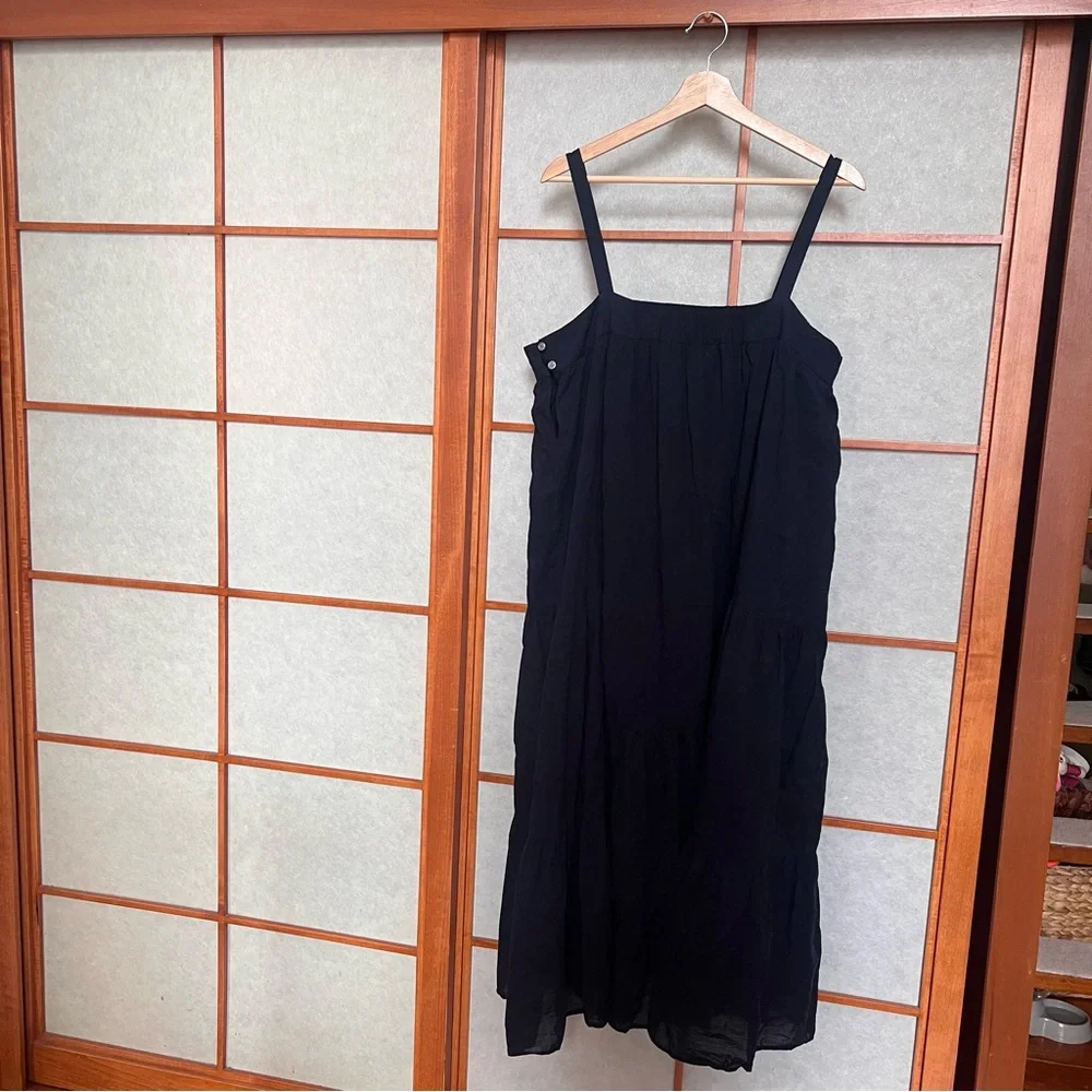 Jenni Kayne Navy Blue Summer Dress XXL Tiered Cotton Linen - Picture 7 of 9